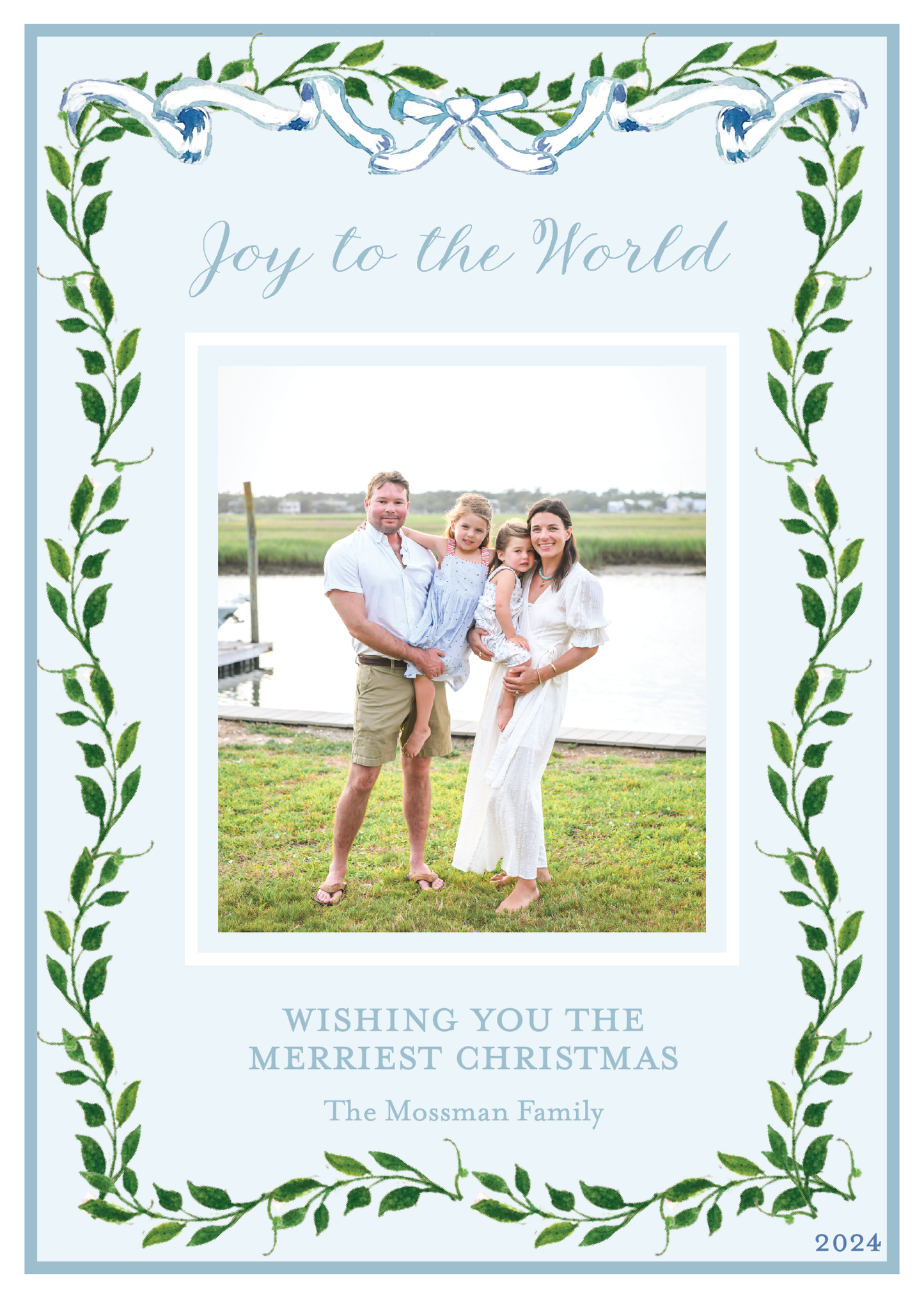 Blue and Greenery Holiday Card