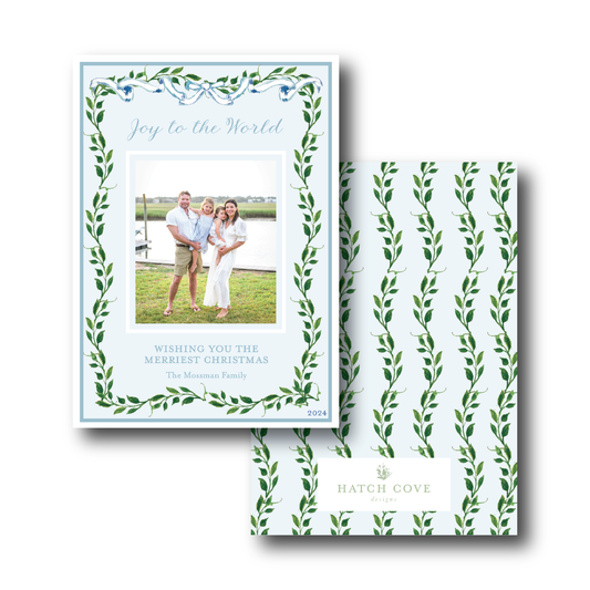 Blue and Greenery Holiday Card