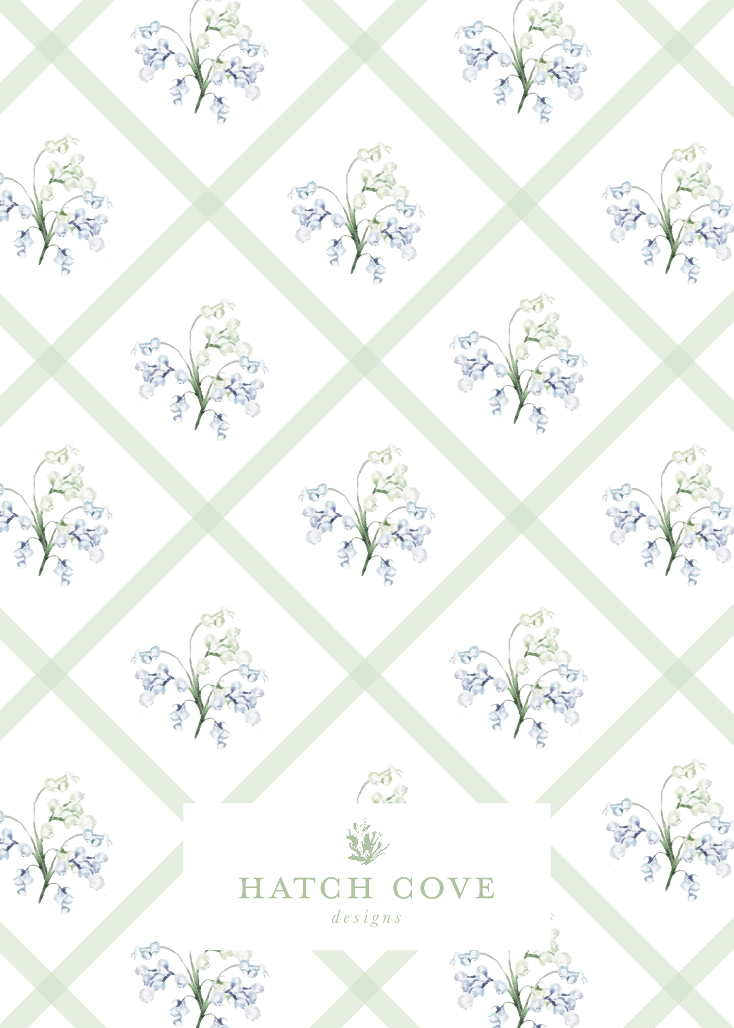 Blue Floral Lattice Holiday Card