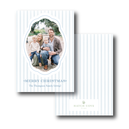 Blue Stripes Holiday Card