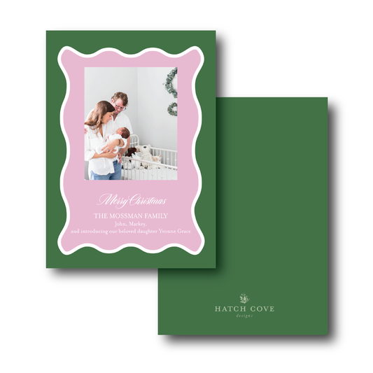 Pink and Green Holiday Card