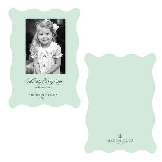 Green Wavy Cutout Holiday Card